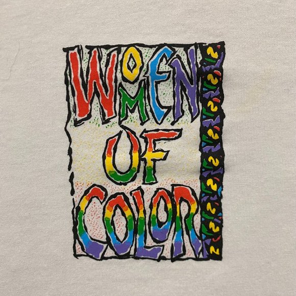 Vintage 80s Feminist Shirt BIPOC Rainbow Single Stitch Tee - Picture 3 of 6